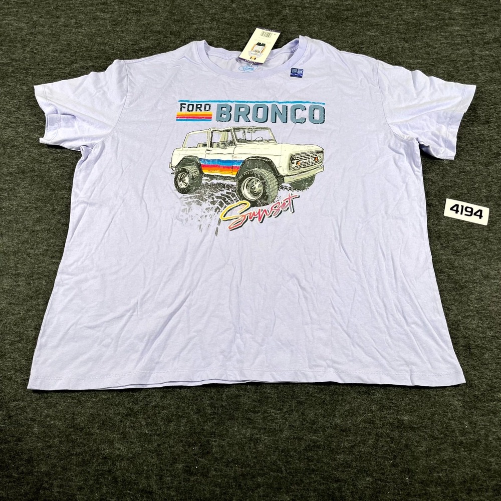 Ford Bronco Vehicles T Shirt Womens 2XL Purple Graphic Print Cotton Relaxed Fit